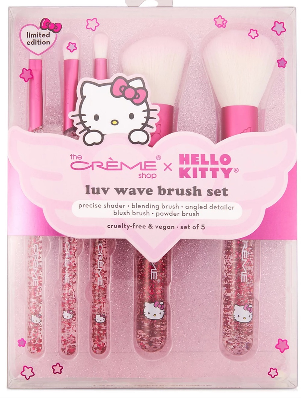 Hello Kitty Luv Wave 5 Piece Brush Set New